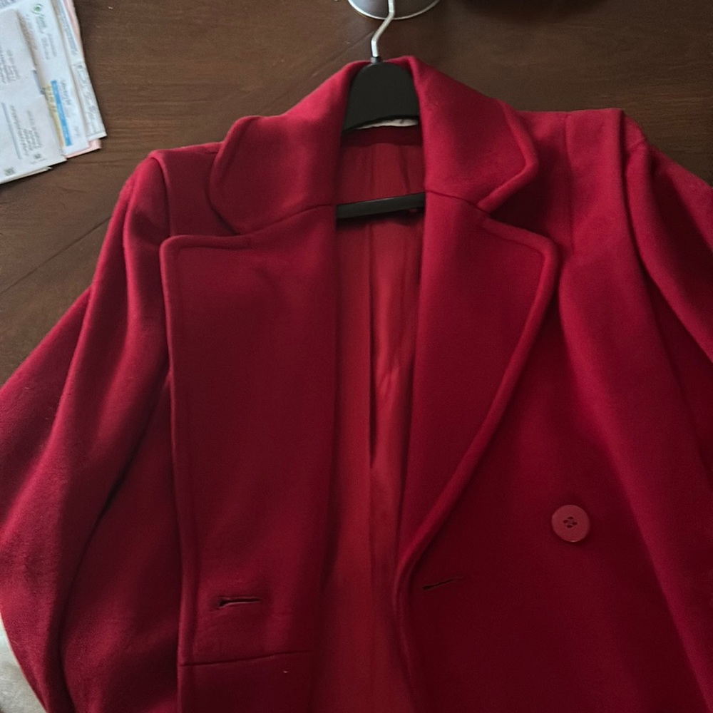 Long red bromley coat